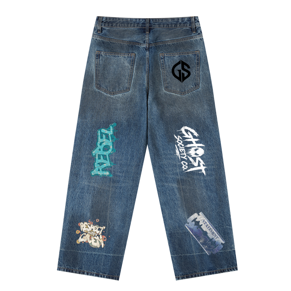GHOST SOCIETY CO. Vintage Wash Baggy Denim Jeans