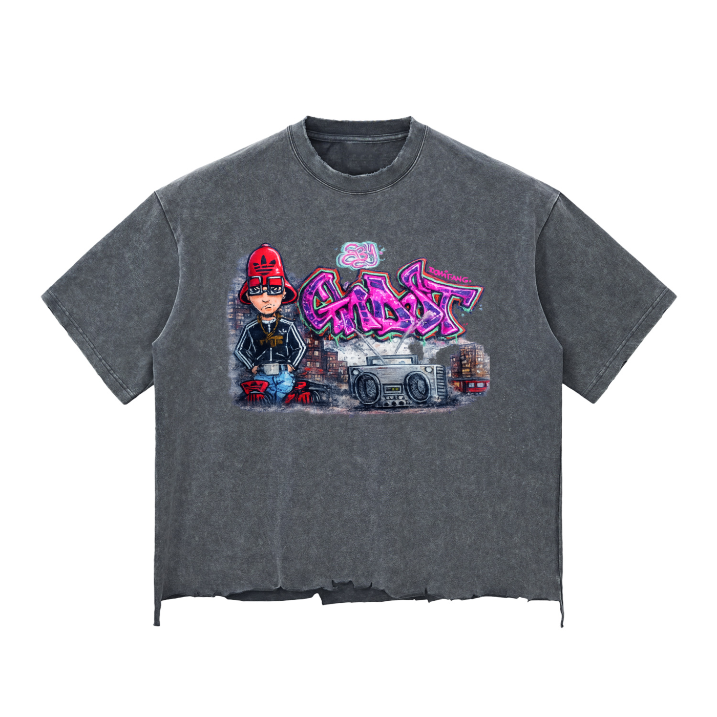 GHOST SOCIETY CO. Snow Wash Raw-Hem Boxy T-shirt