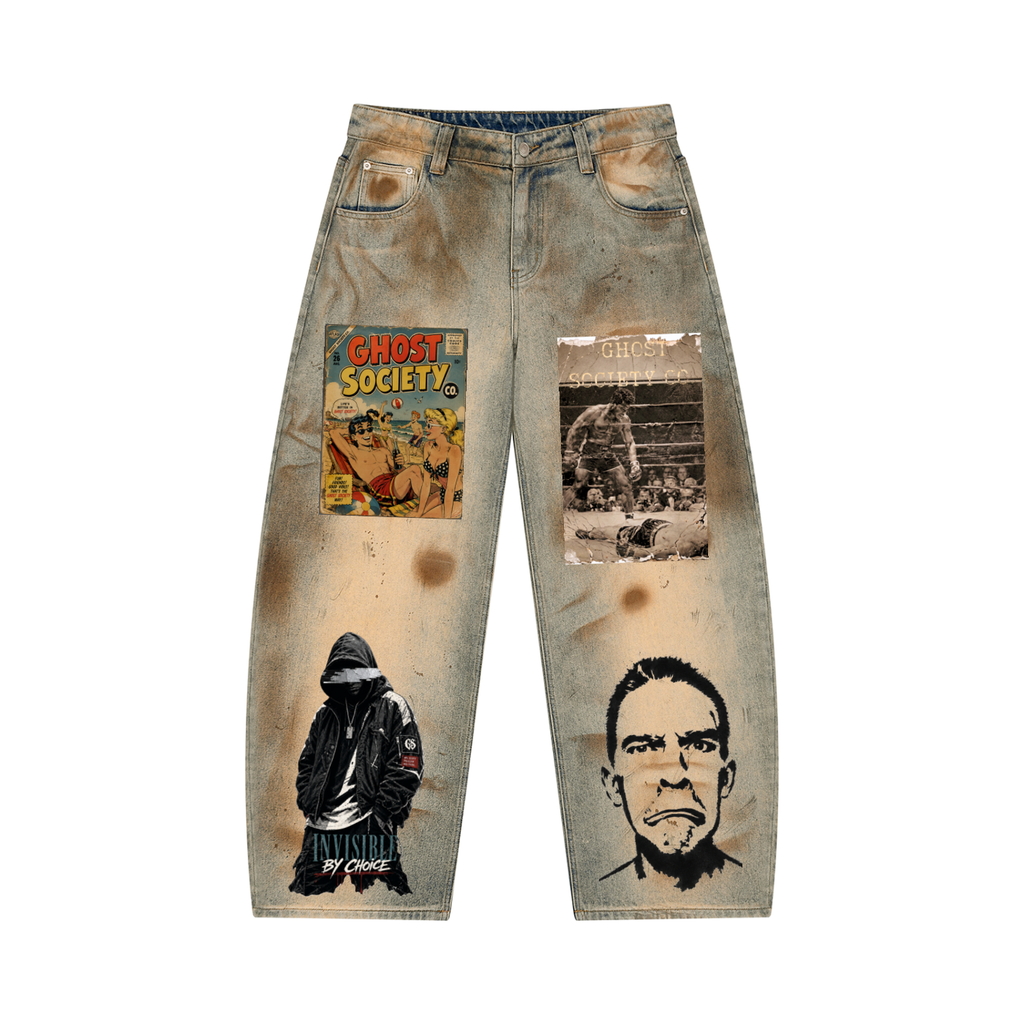 GHOST SOCIETY CO. Men’s Vintage Wash Barrel Leg Jeans