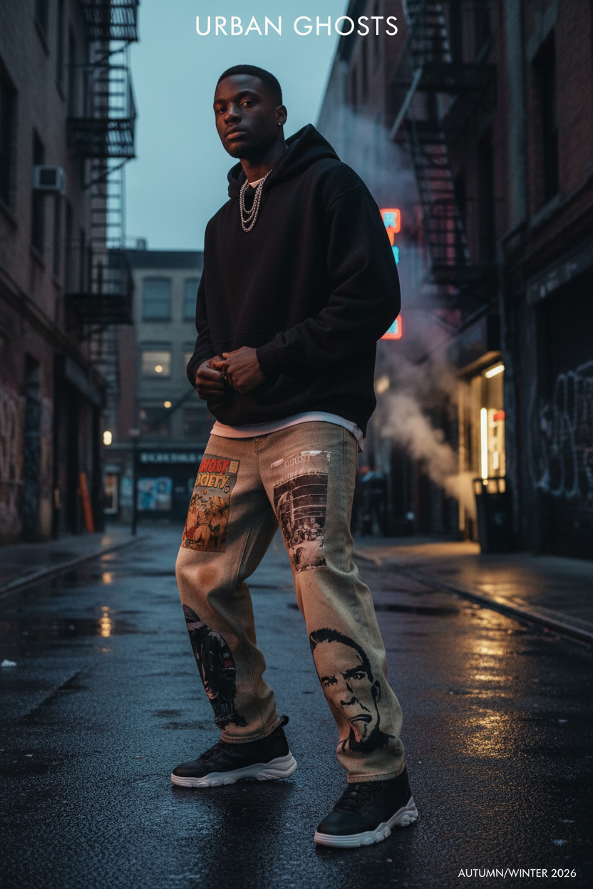 GHOST SOCIETY CO. Men's Vintage Wash Barrel Leg Jeans