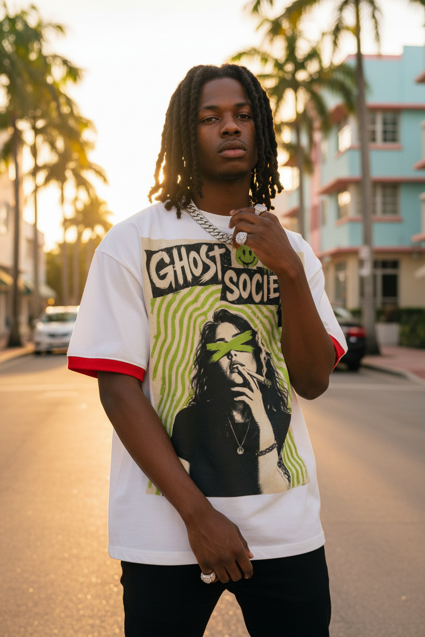 GHOST SOCIETY CO. Unisex Color Block Drop Shoulder T-Shirt