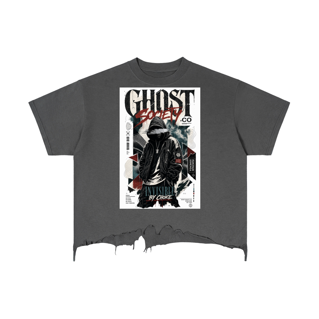GHOST SOCIETY CO. Vintage Wash Boxy Distressed Hem T-Shirt