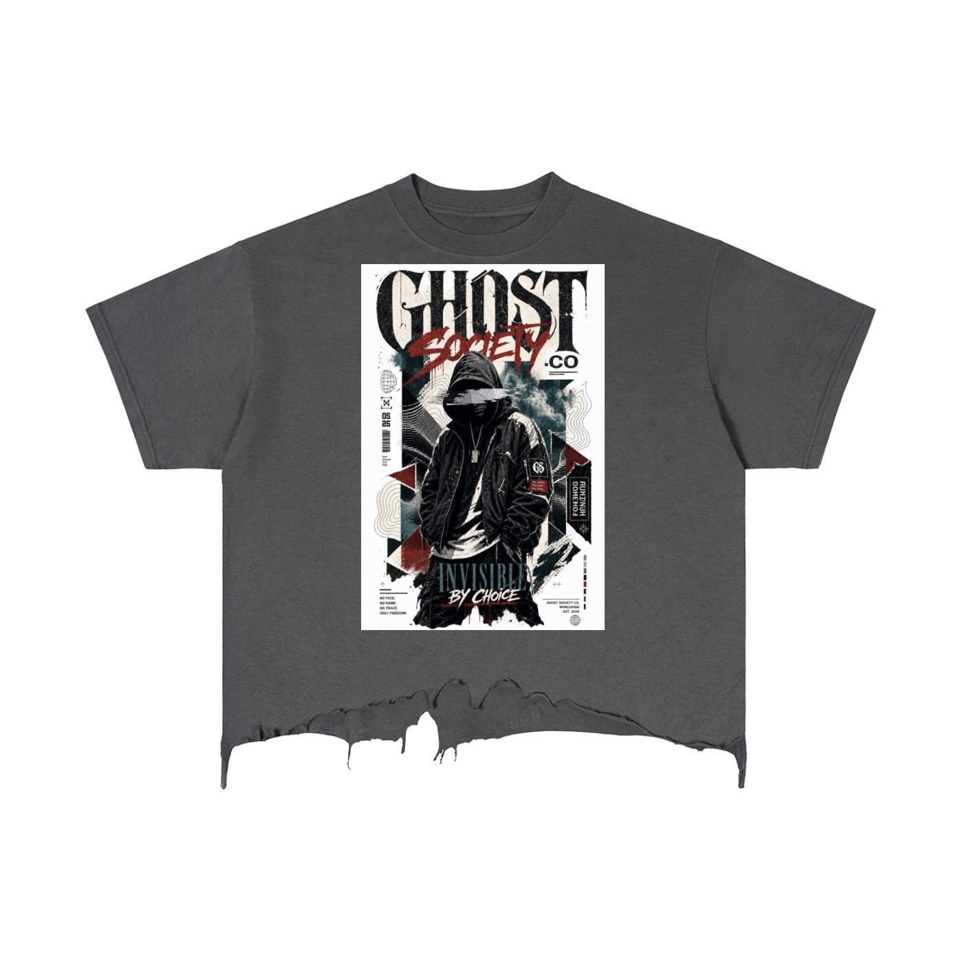 GHOST SOCIETY CO. Vintage Wash Boxy Distressed Hem T-Shirt