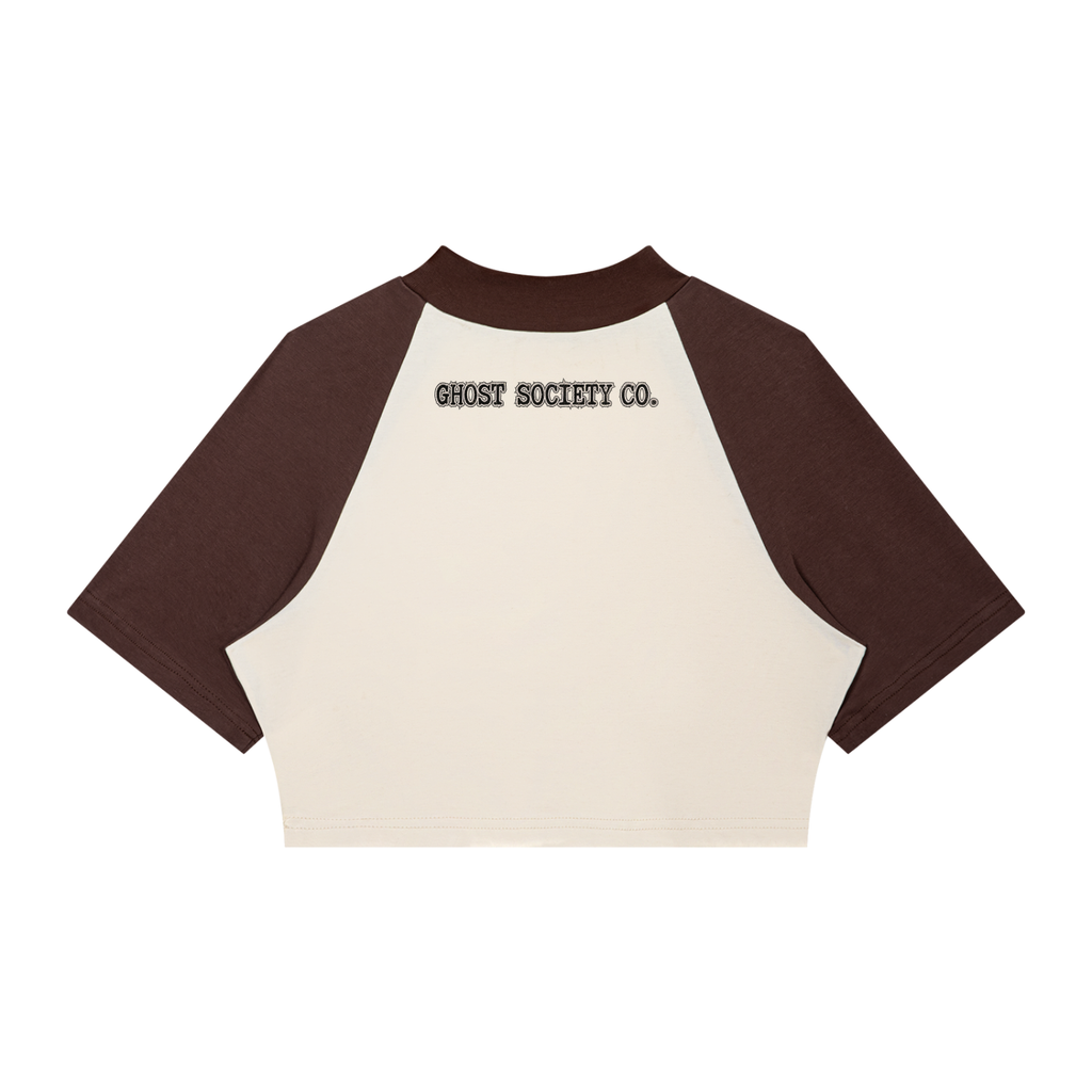 GHOST SOCIETY CO. Women’s Color Block Raglan Crop T-Shirt