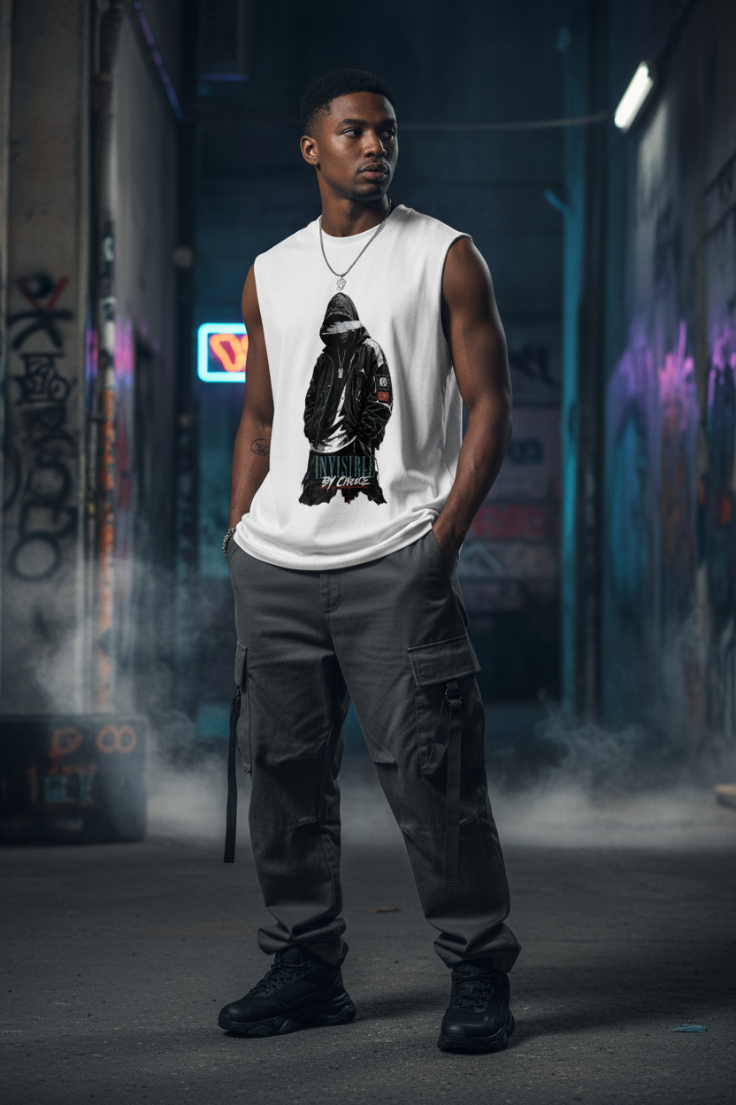 GHOST SOCIETY CO. Spliced Panel Sleeveless Muscle T-Shirt