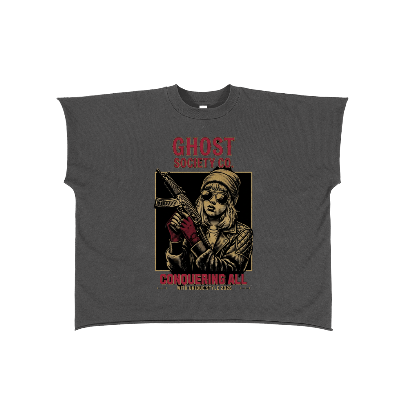 GHOST SOCIETY CO. Raw Edge Boxy Non-Shrink T-Shirt