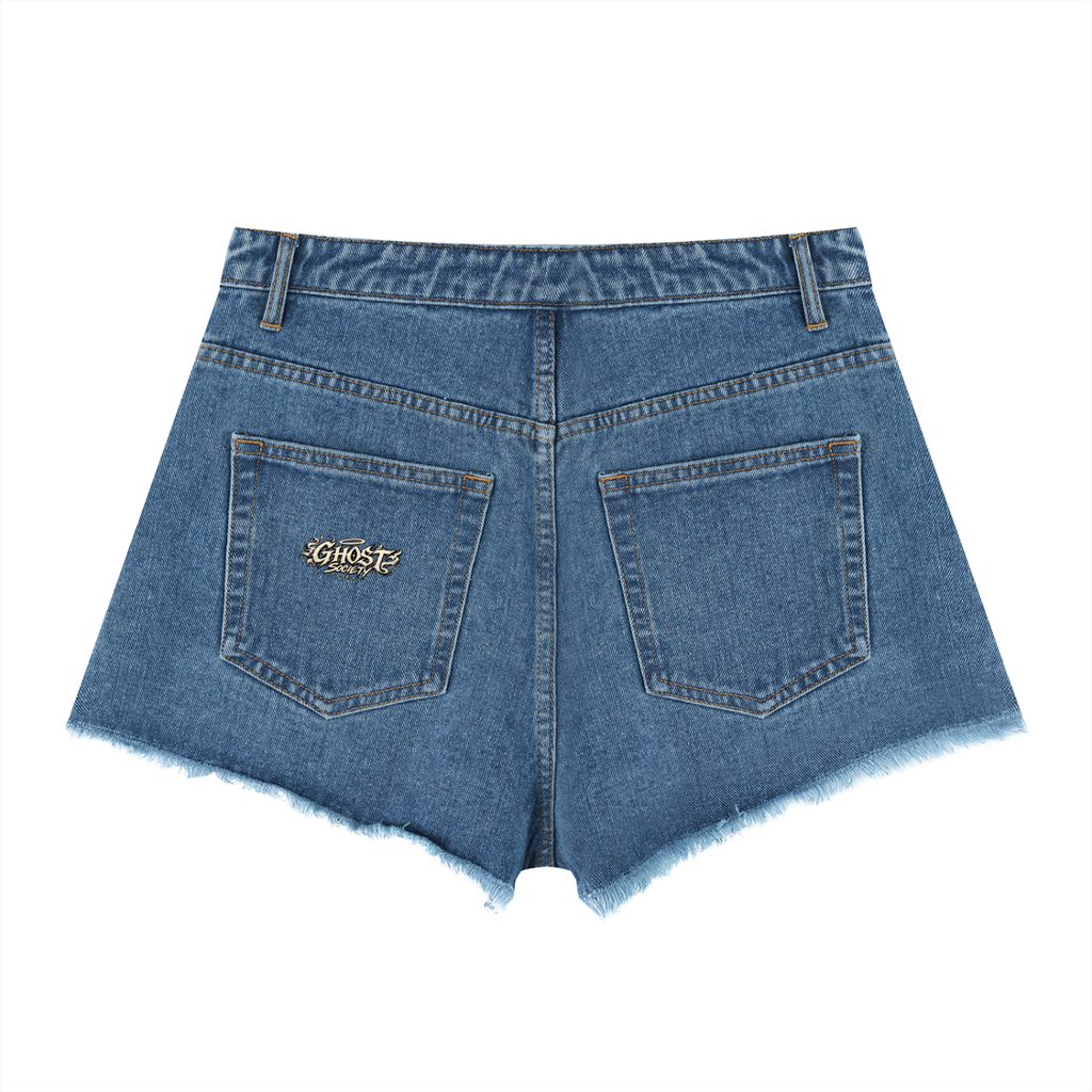 GHOST SOCIETY CO. Women’s Vintage Wash High Rise Denim Shorts