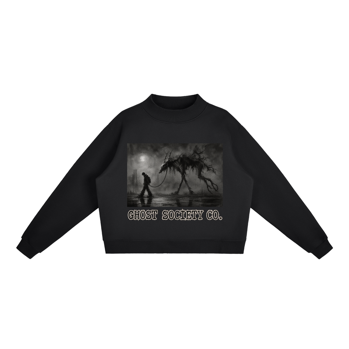 GHOST SOCIETY CO. Essential Fleece Mock-Neck Crew Sweatshirt