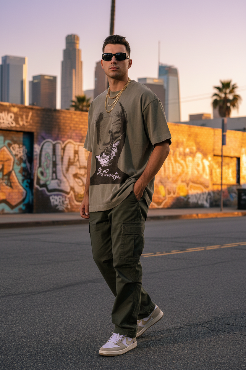 GHOST SOCIETY CO. Heavyweight Vintage Washed Frayed T-Shirt
