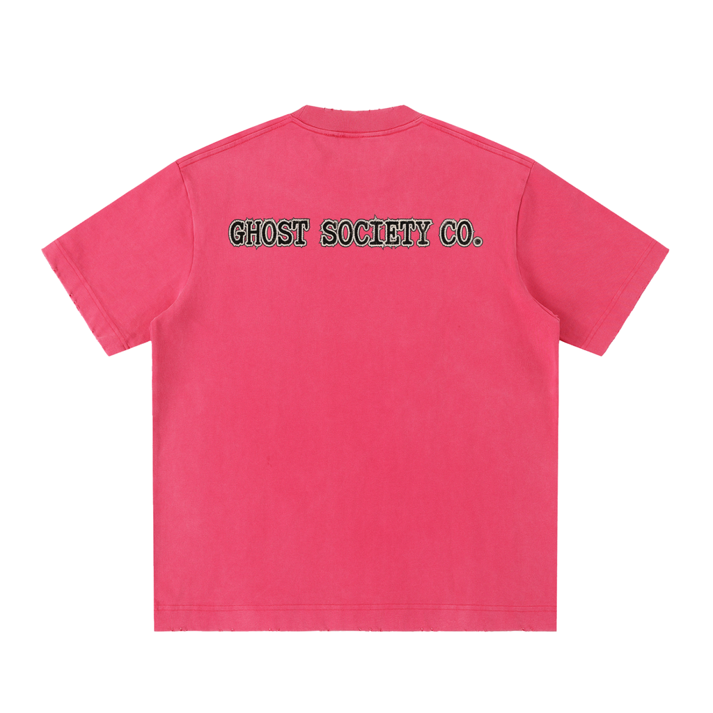 GHOST SOCIETY CO. Heavyweight Vintage Washed Frayed T-Shirt