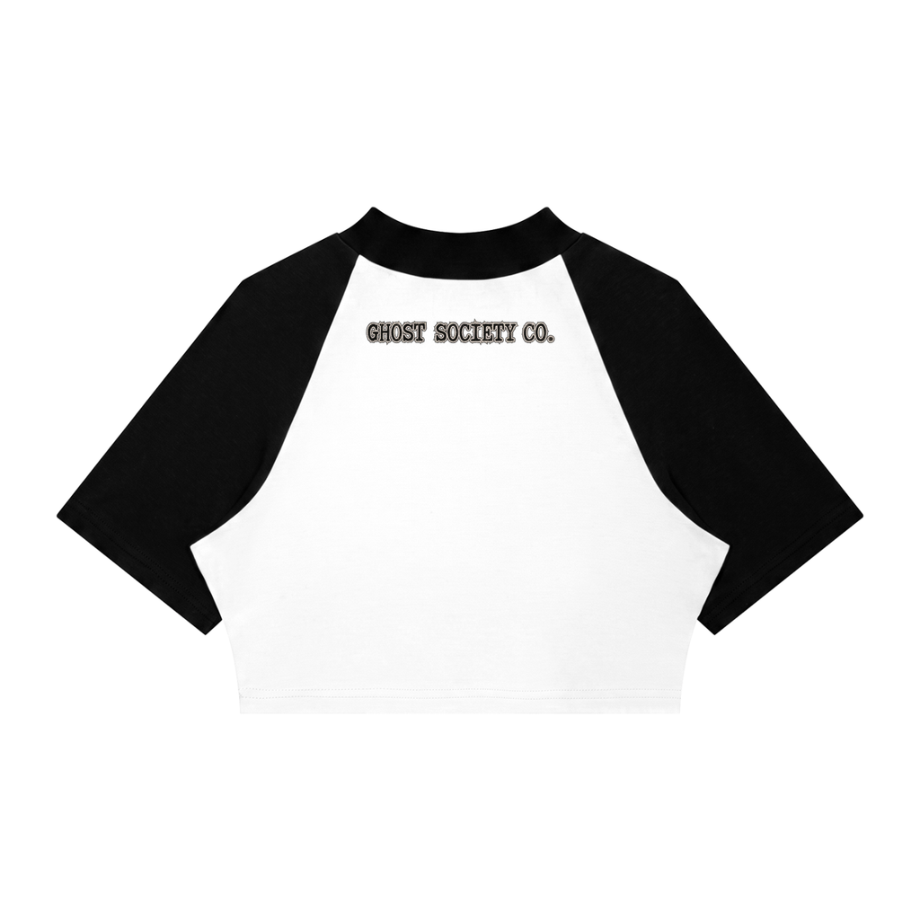GHOST SOCIETY CO. Women’s Color Block Raglan Crop T-Shirt