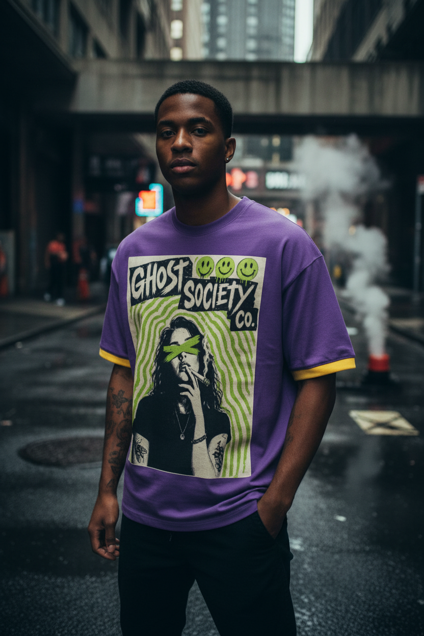 GHOST SOCIETY CO. Unisex Color Block Drop Shoulder T-Shirt