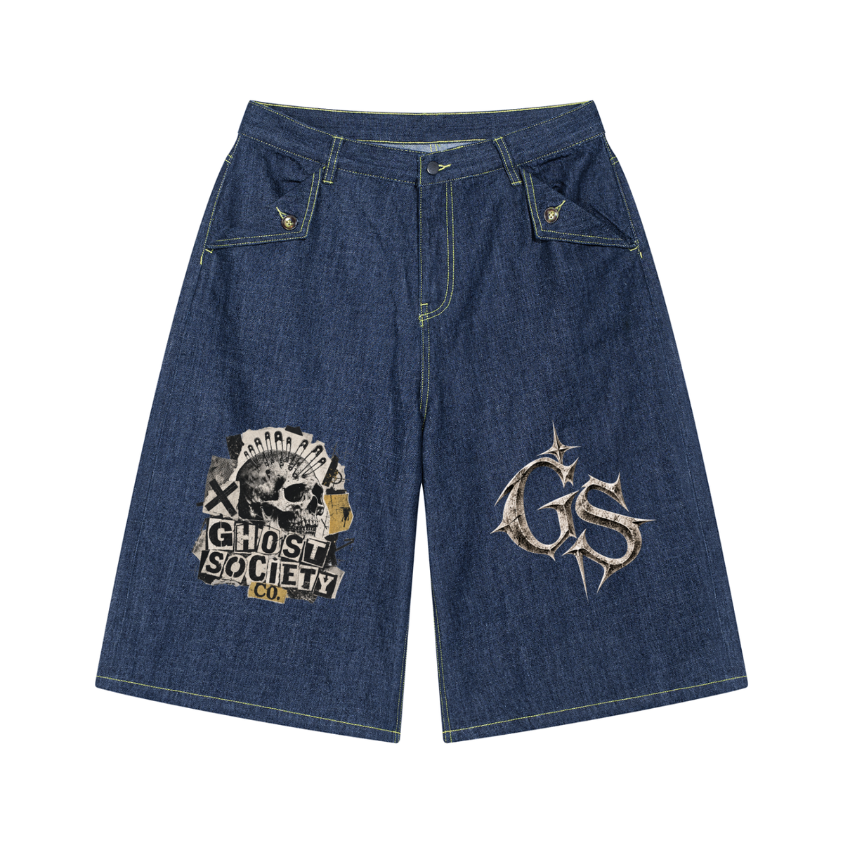 GHOST SOCIETY CO. Men's Vintage Wash Denim Shorts