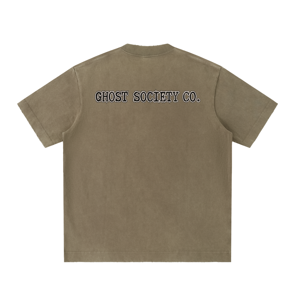 GHOST SOCIETY CO. Heavyweight Vintage Washed Frayed T-Shirt