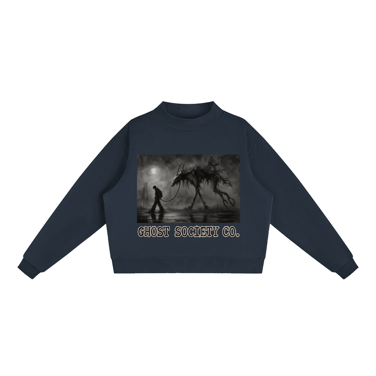 GHOST SOCIETY CO. Essential Fleece Mock-Neck Crew Sweatshirt