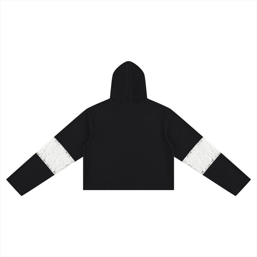 GHOST SOCIETY CO. Women’s Cropped Lace-Panel Hoodie