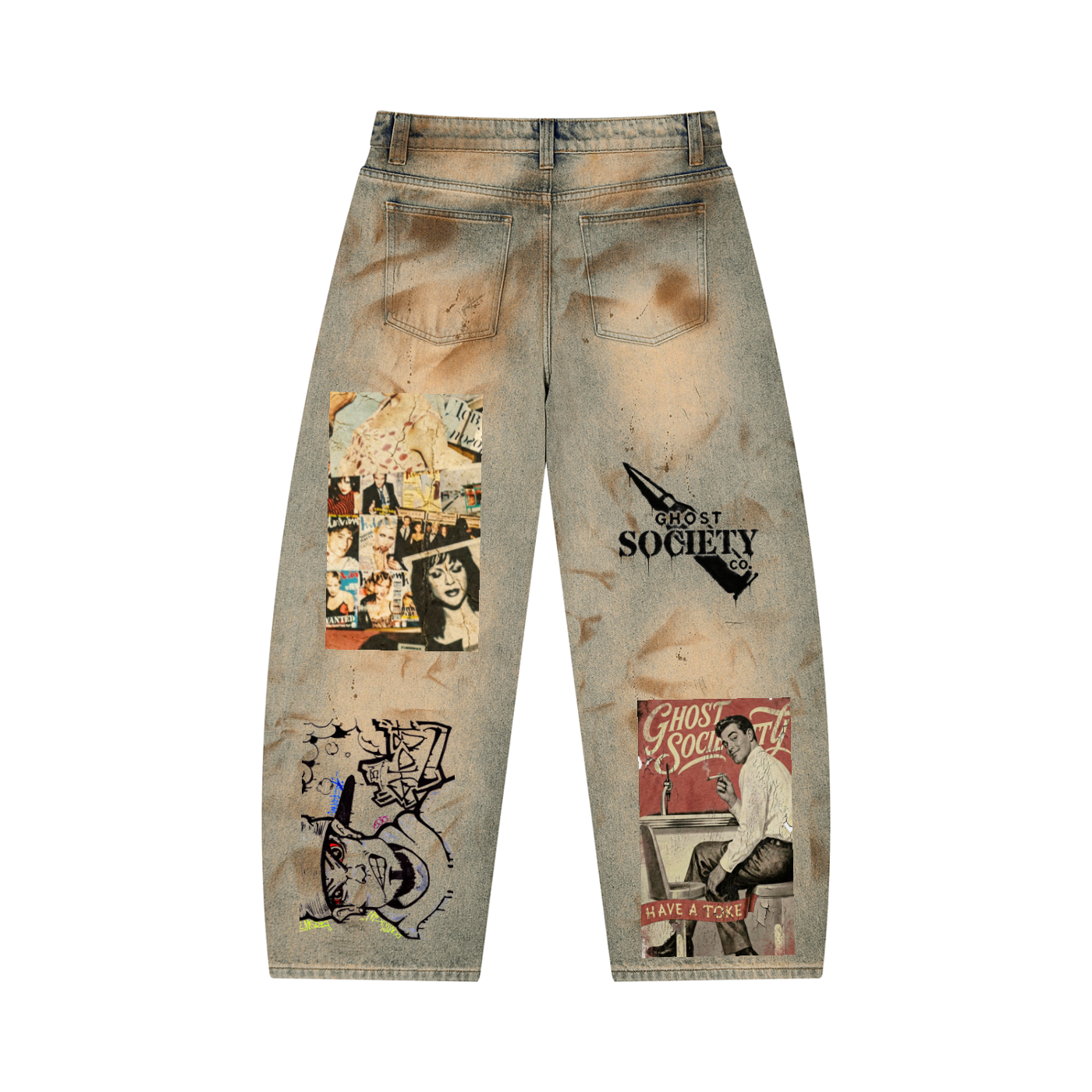 GHOST SOCIETY CO. Men’s Vintage Wash Barrel Leg Jeans