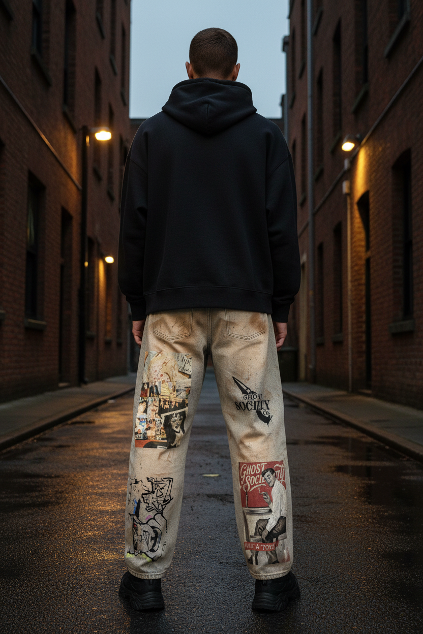 GHOST SOCIETY CO. Men's Vintage Wash Barrel Leg Jeans