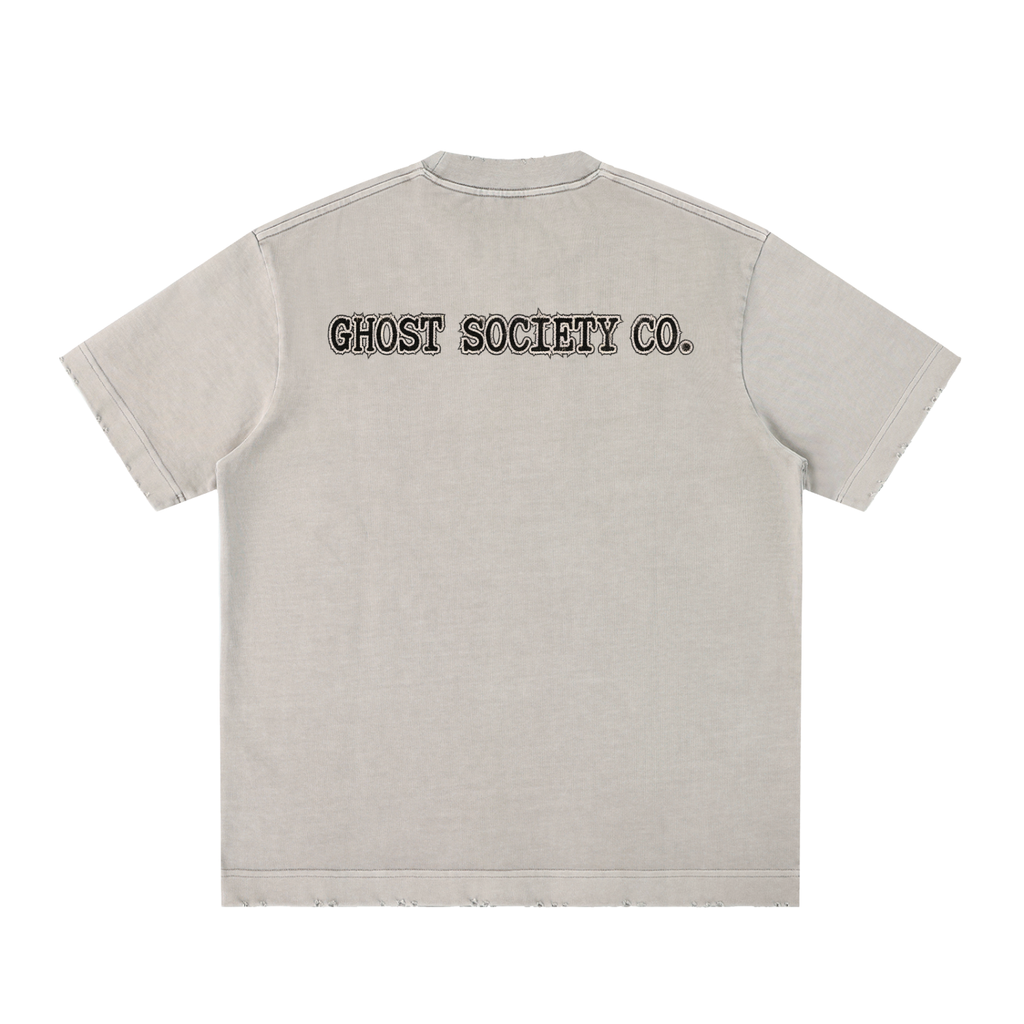 GHOST SOCIETY CO. Heavyweight Vintage Washed Frayed T-Shirt