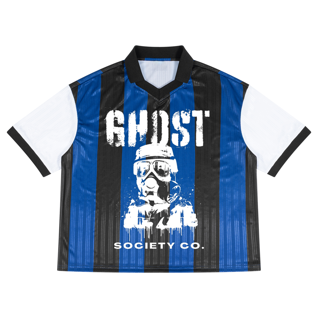 GHOST SOCIETY CO. Unisex Boxy Striped Collared Soccer Jersey