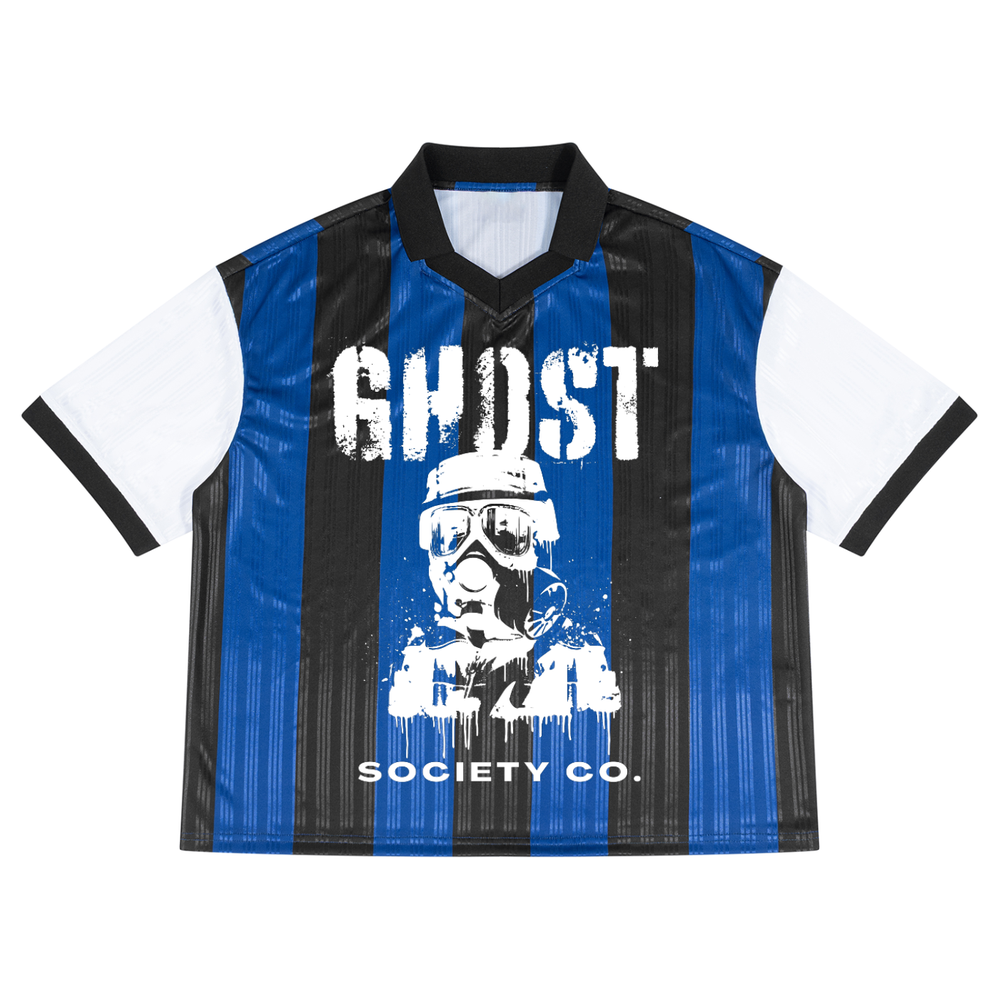 GHOST SOCIETY CO. Unisex Boxy Striped Collared Soccer Jersey