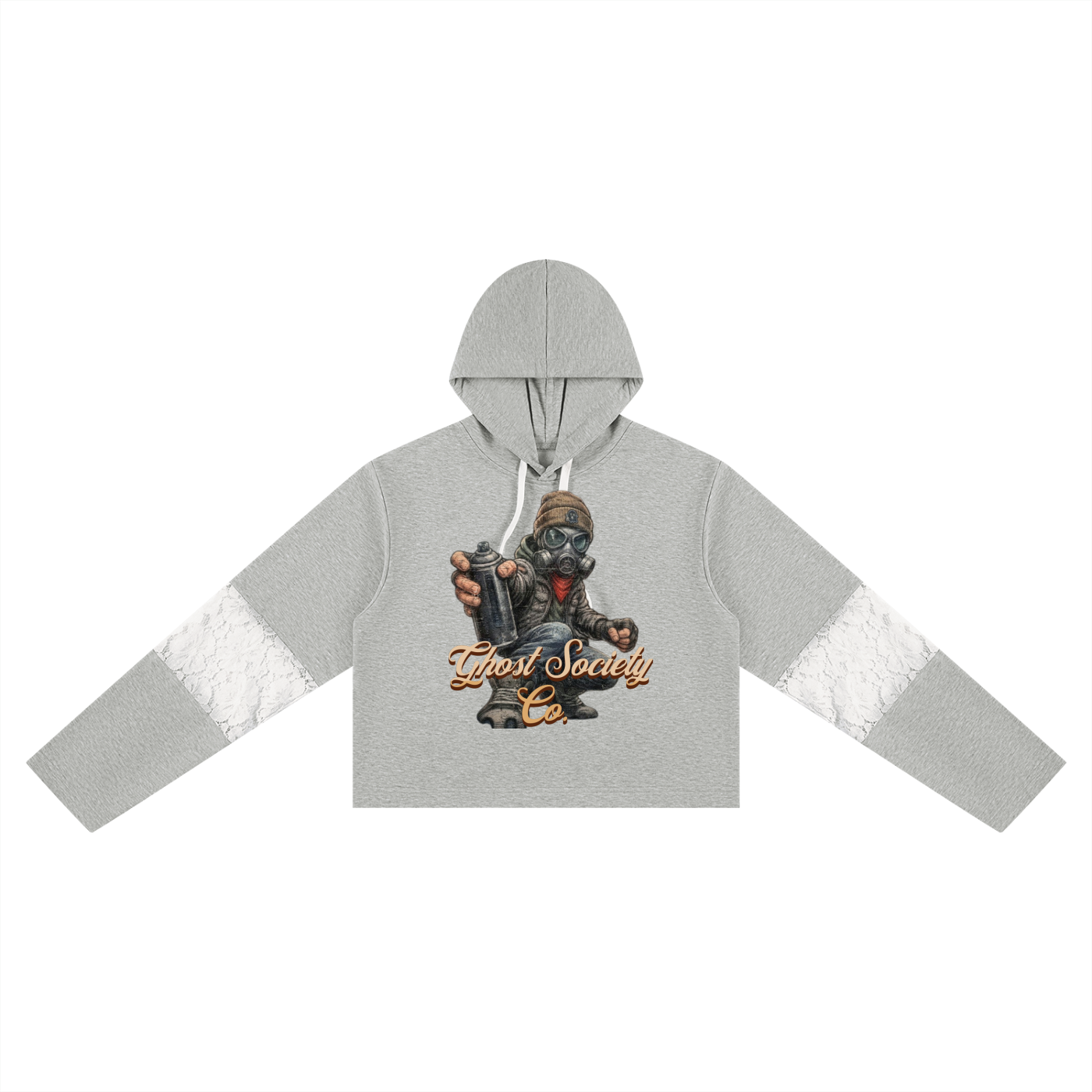 GHOST SOCIETY CO. Women’s Cropped Lace-Panel Hoodie