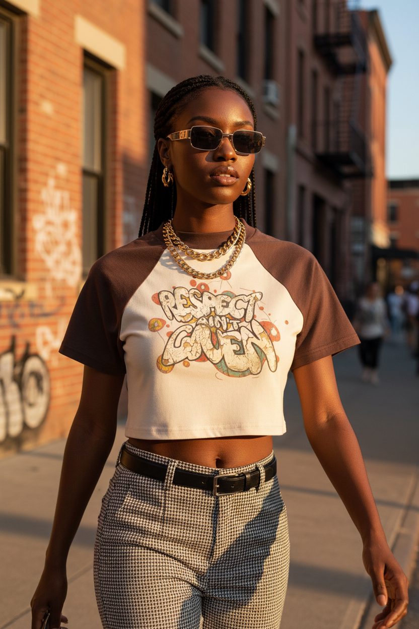 GHOST SOCIETY CO. Women’s Color Block Raglan Crop T-Shirt
