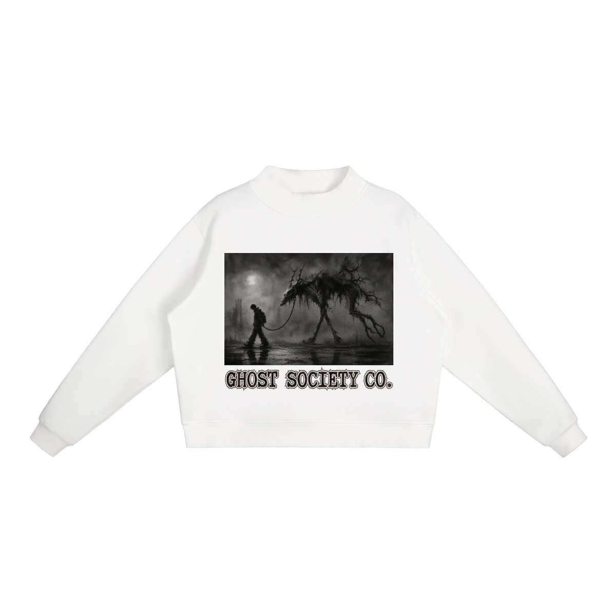 GHOST SOCIETY CO. Essential Fleece Mock-Neck Crew Sweatshirt