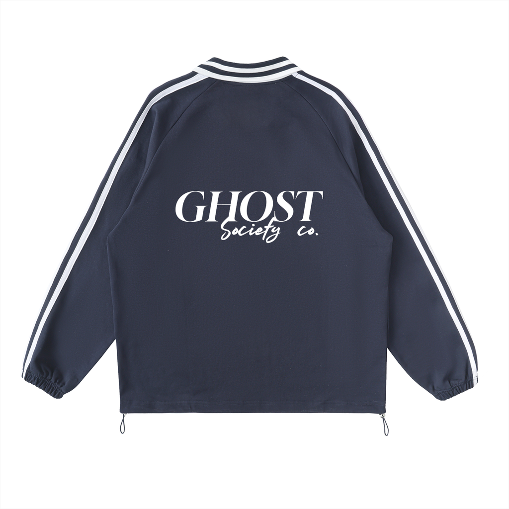 GHOST SOCIETY CO. MIA. Contrast Striped Lapel Collar Sweatshirt