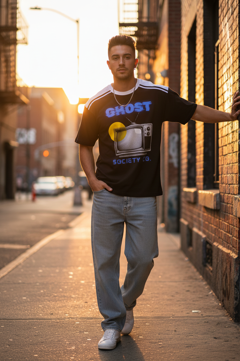 GHOST SOCIETY CO. Unisex Color Block Loose T-Shirt