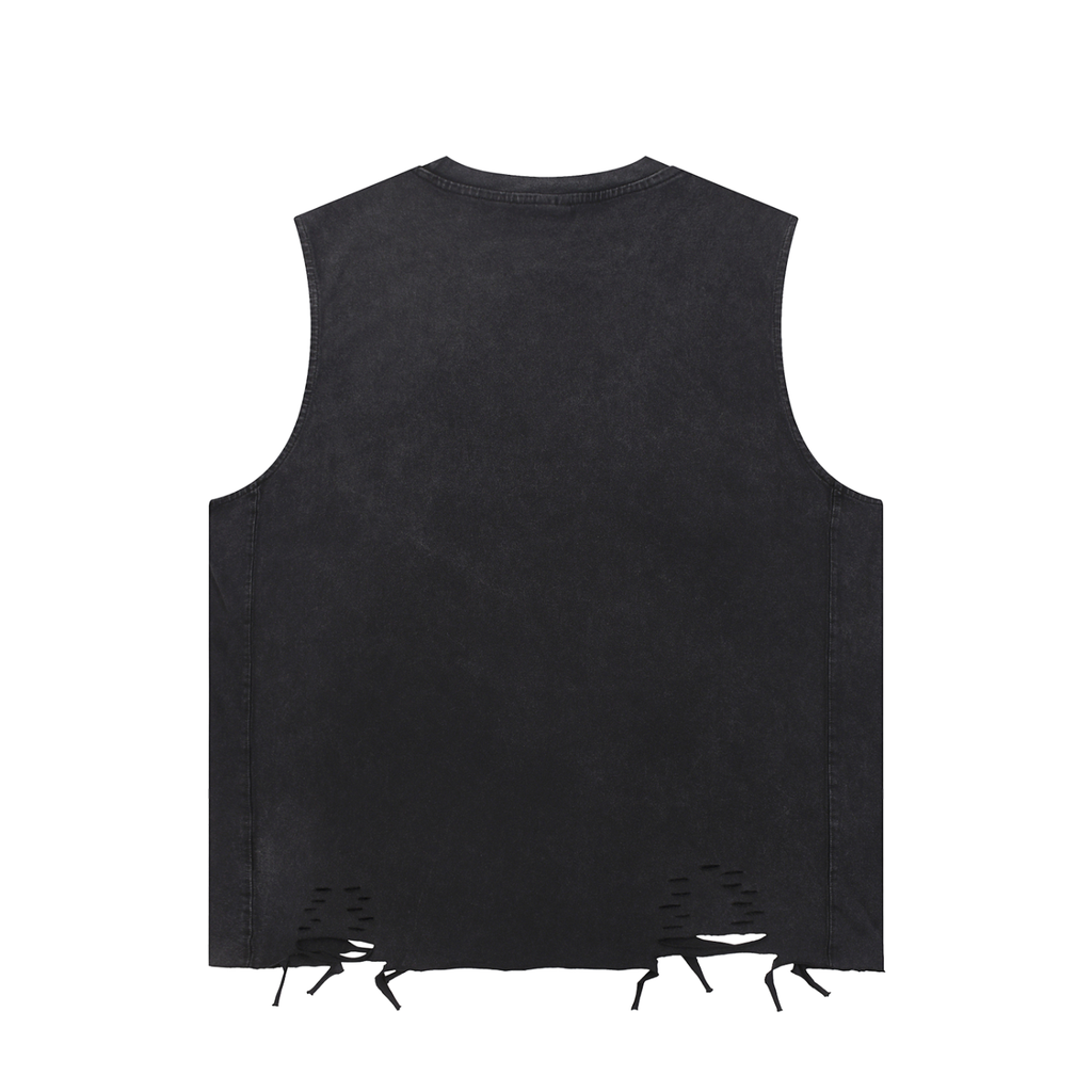 GHOST SOCIETY CO. Snow Washed Raw-Hem Tank Top