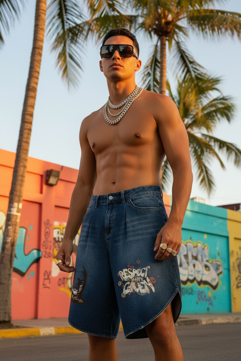 Men's Wide Leg Denim Shorts | Ghost Society Co.