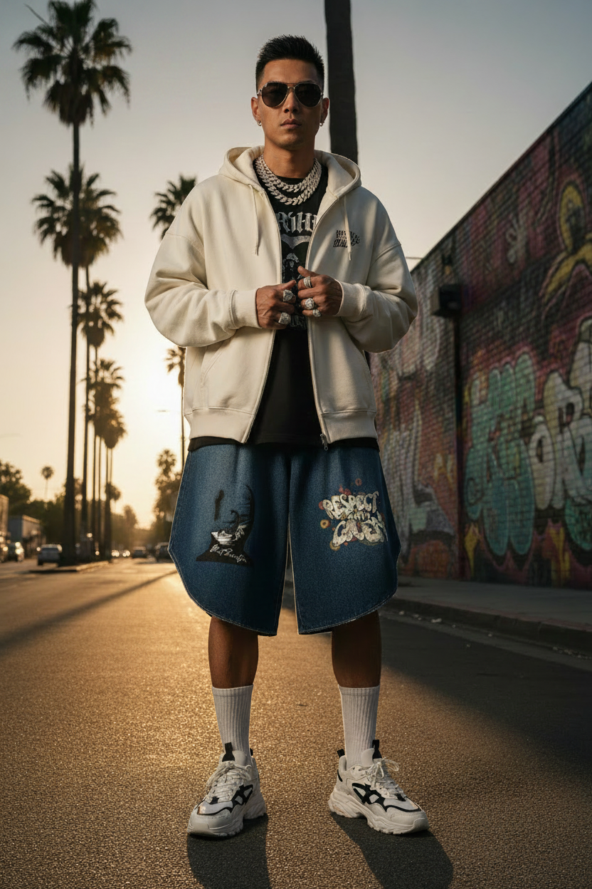 Men's Wide Leg Denim Shorts | Ghost Society Co.