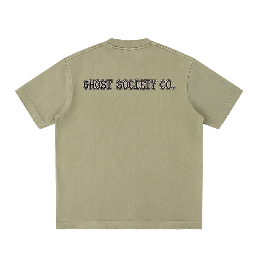 GHOST SOCIETY CO. Heavyweight Vintage Washed Frayed T-Shirt