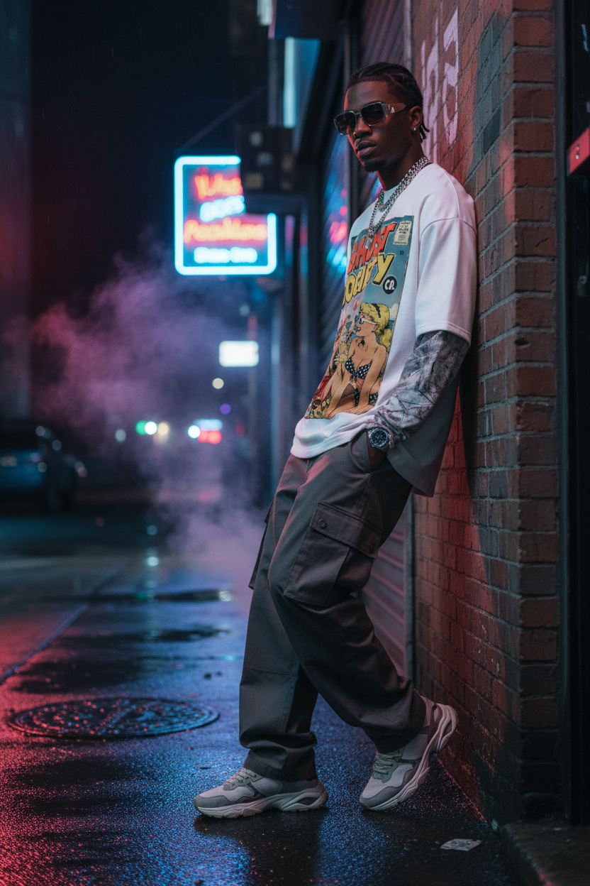 GHOST SOCIETY CO. 340GSM Men’s Heat Transfer Desert Camouflage Layered Look Long-Sleeve