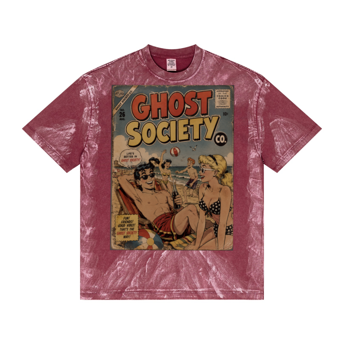 260GSM Unisex Painted Pigment-Wash T-shirt Vintage Red